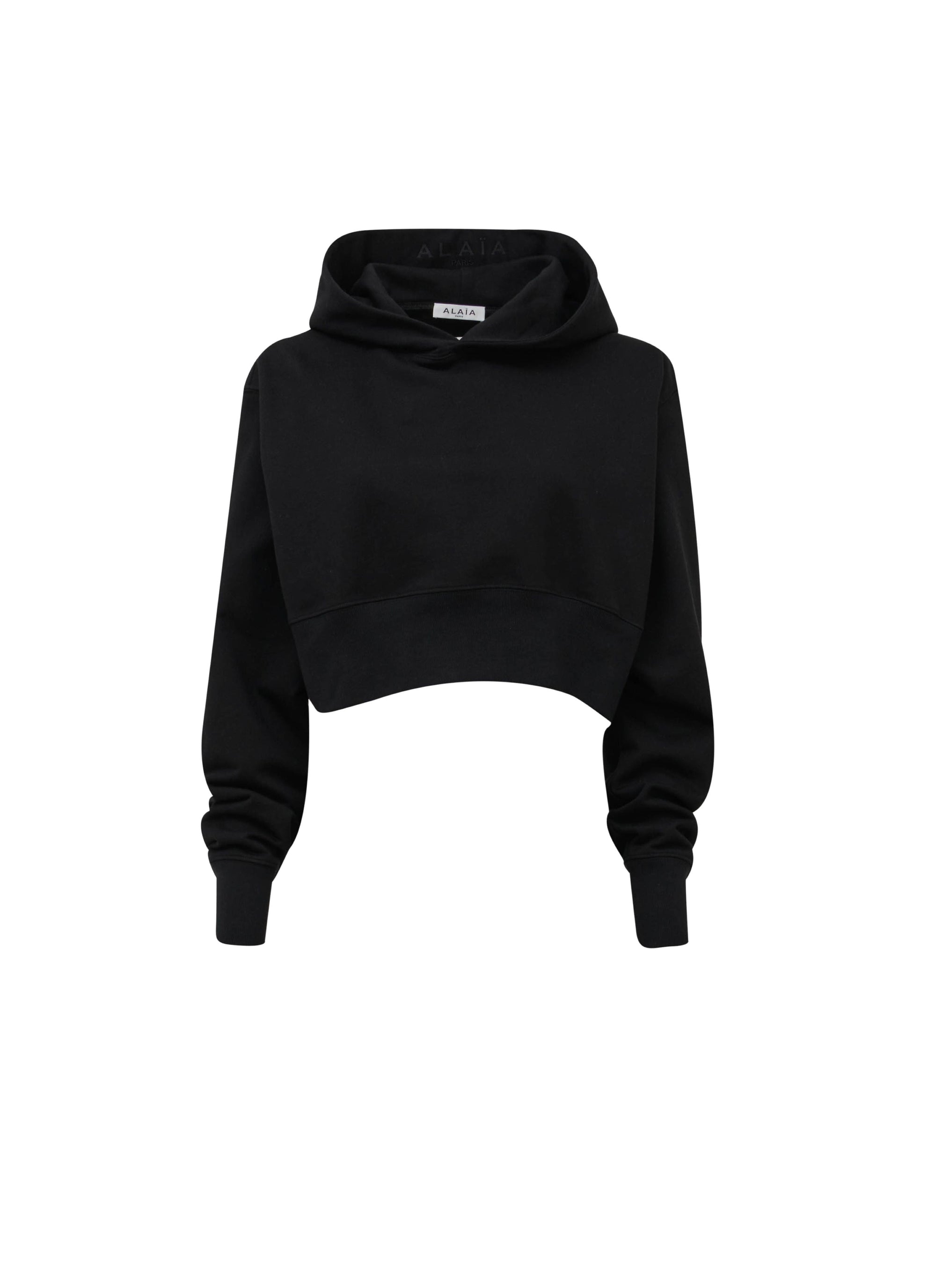 Hoodie court en coton polaire - Noir Alaïa