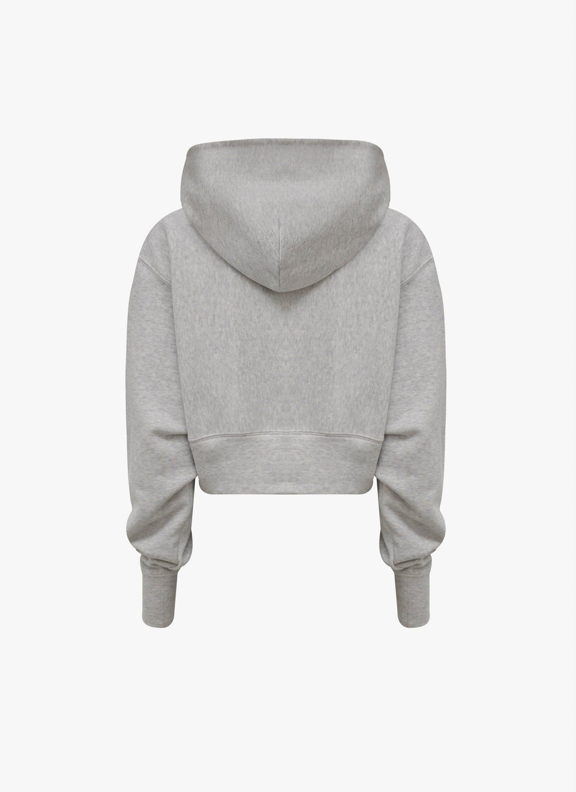 Hoodie court en coton polaire - Gris chiné