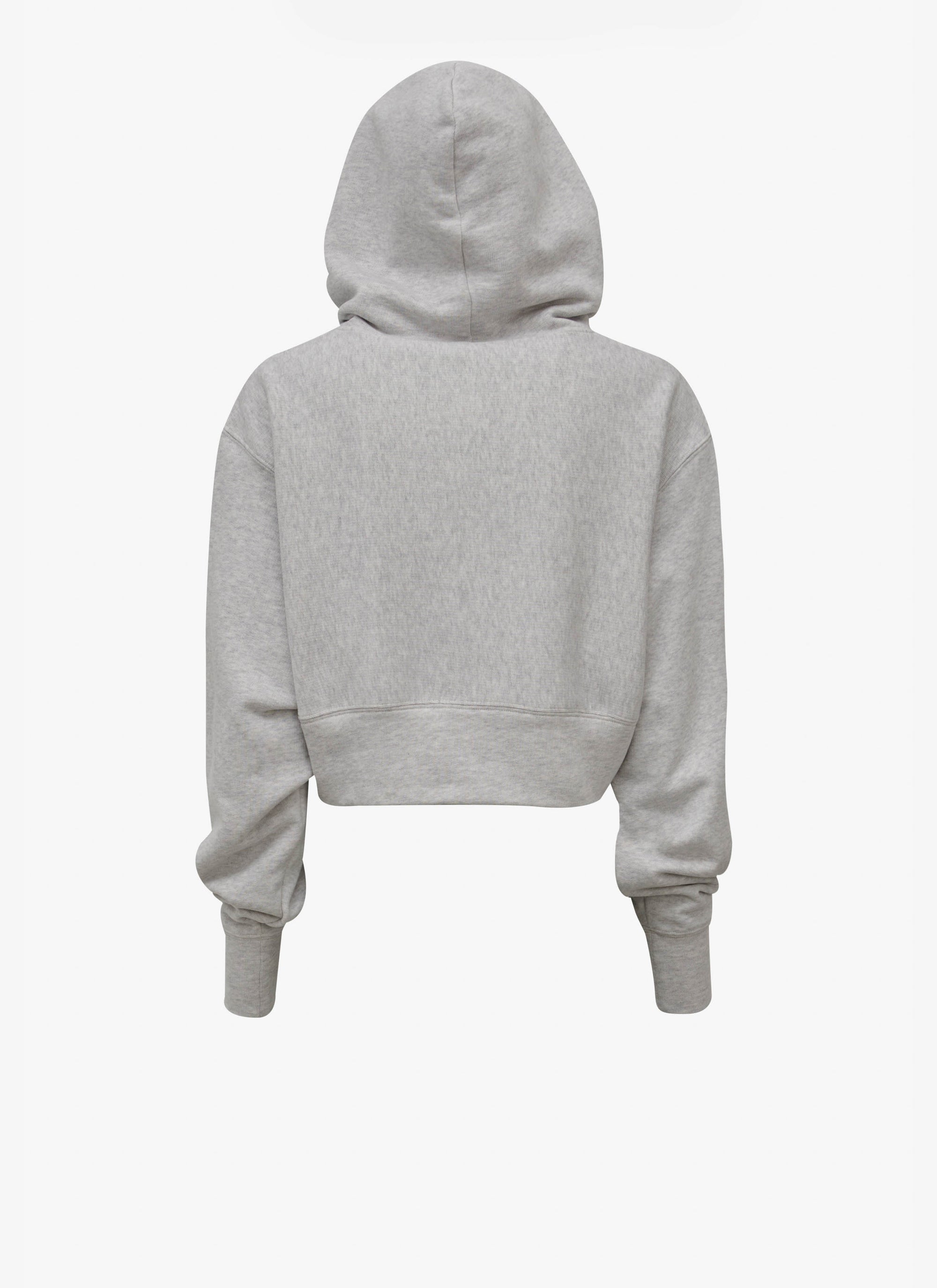 Hoodie court en coton polaire - Gris chiné