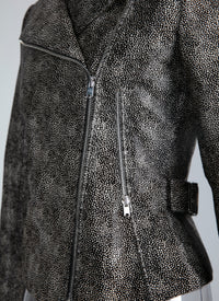 Leather biker jacket - Black & Ivory