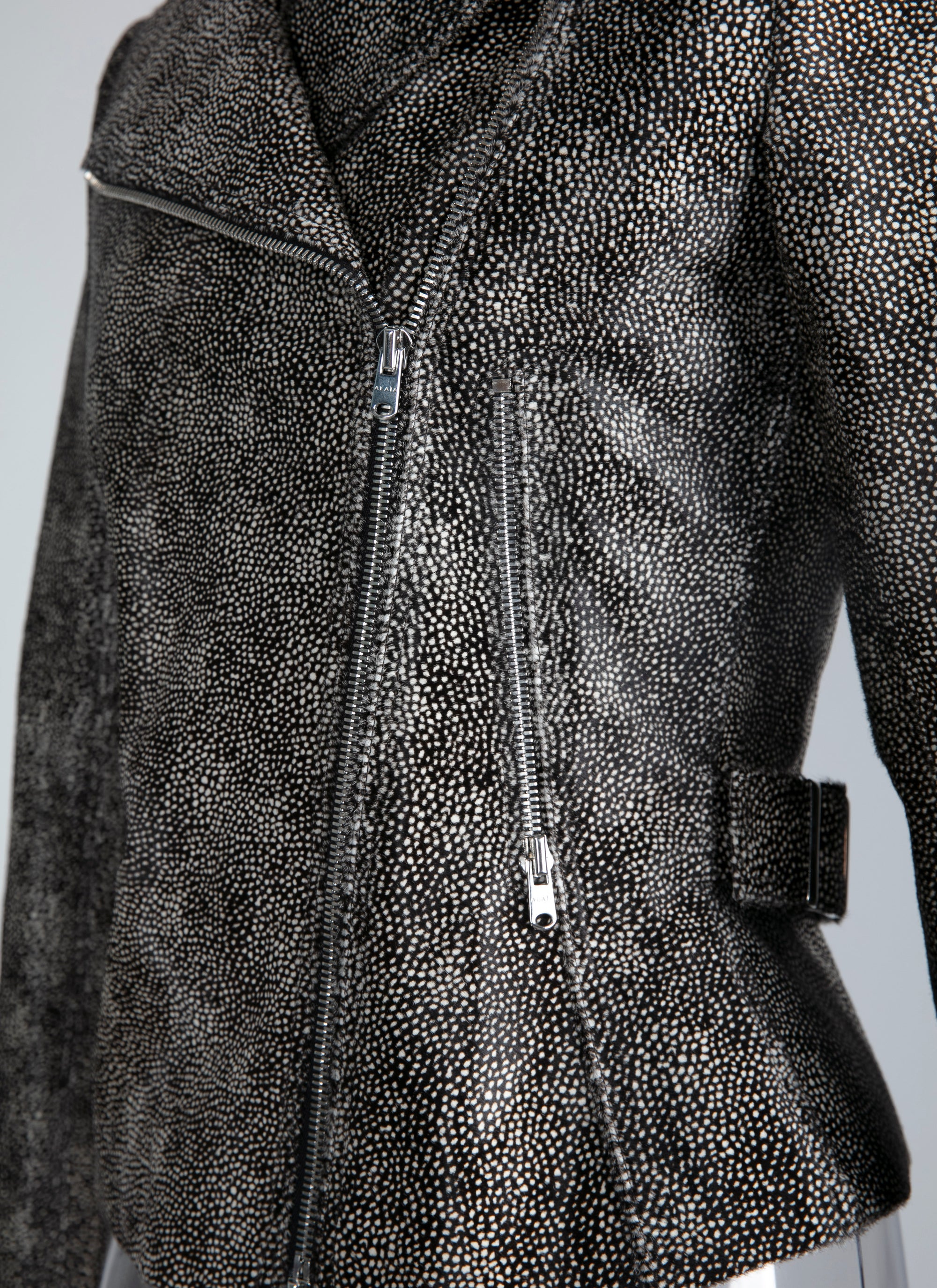 Leather biker jacket - Black & Ivory