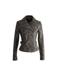 Leather biker jacket - Black & Ivory