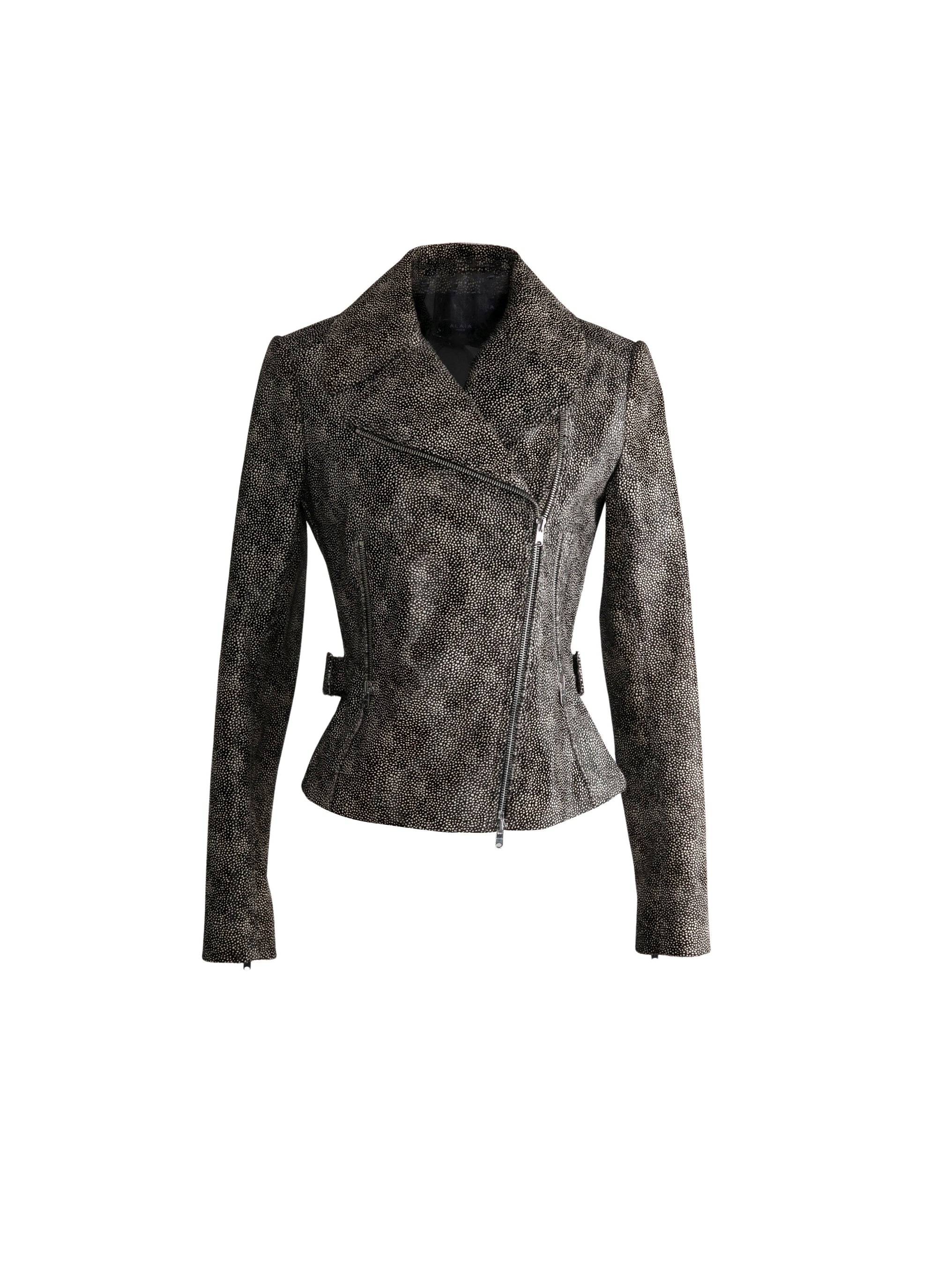 Leather biker jacket - Black & Ivory