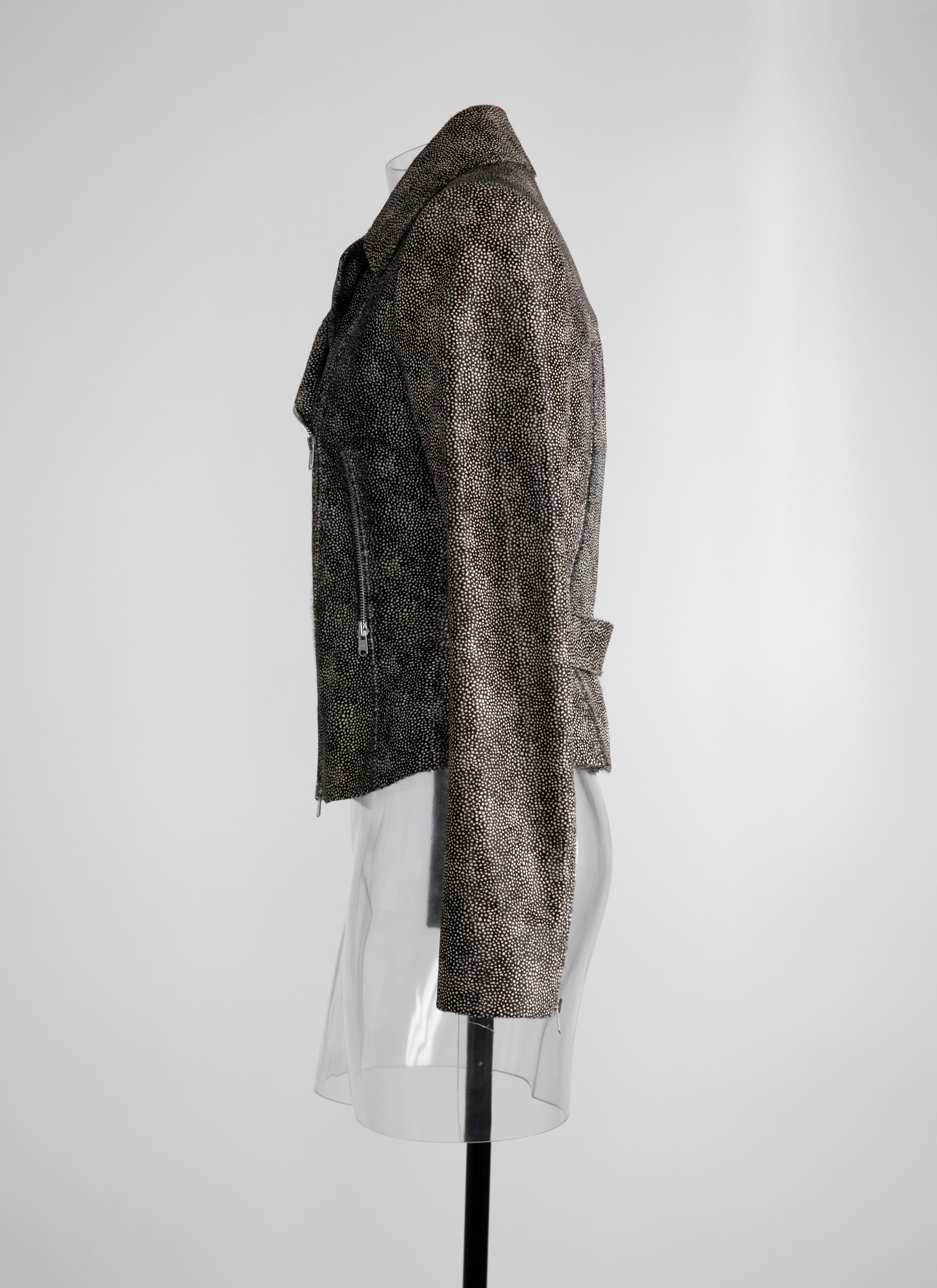 Leather biker jacket - Black & Ivory