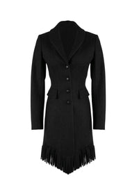 Veste cintrée en laine fine à franges - Anthracite
