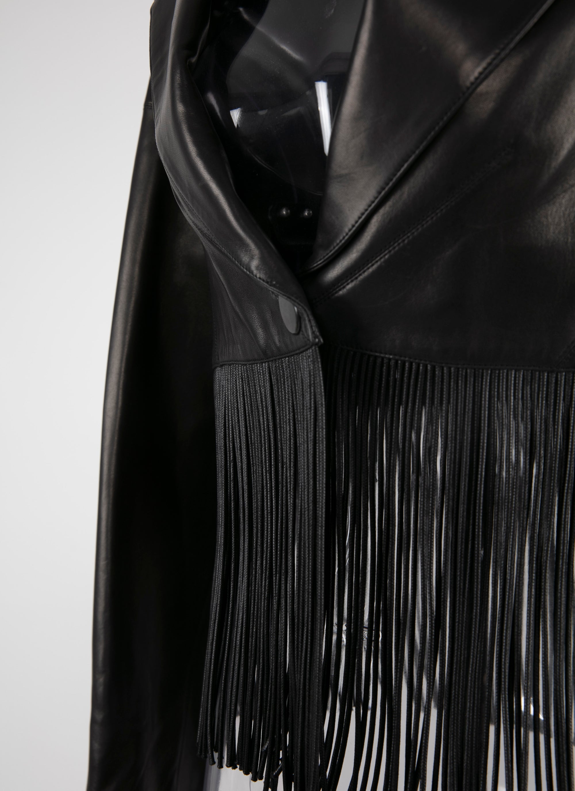 Fringed leather jacket - Black intense