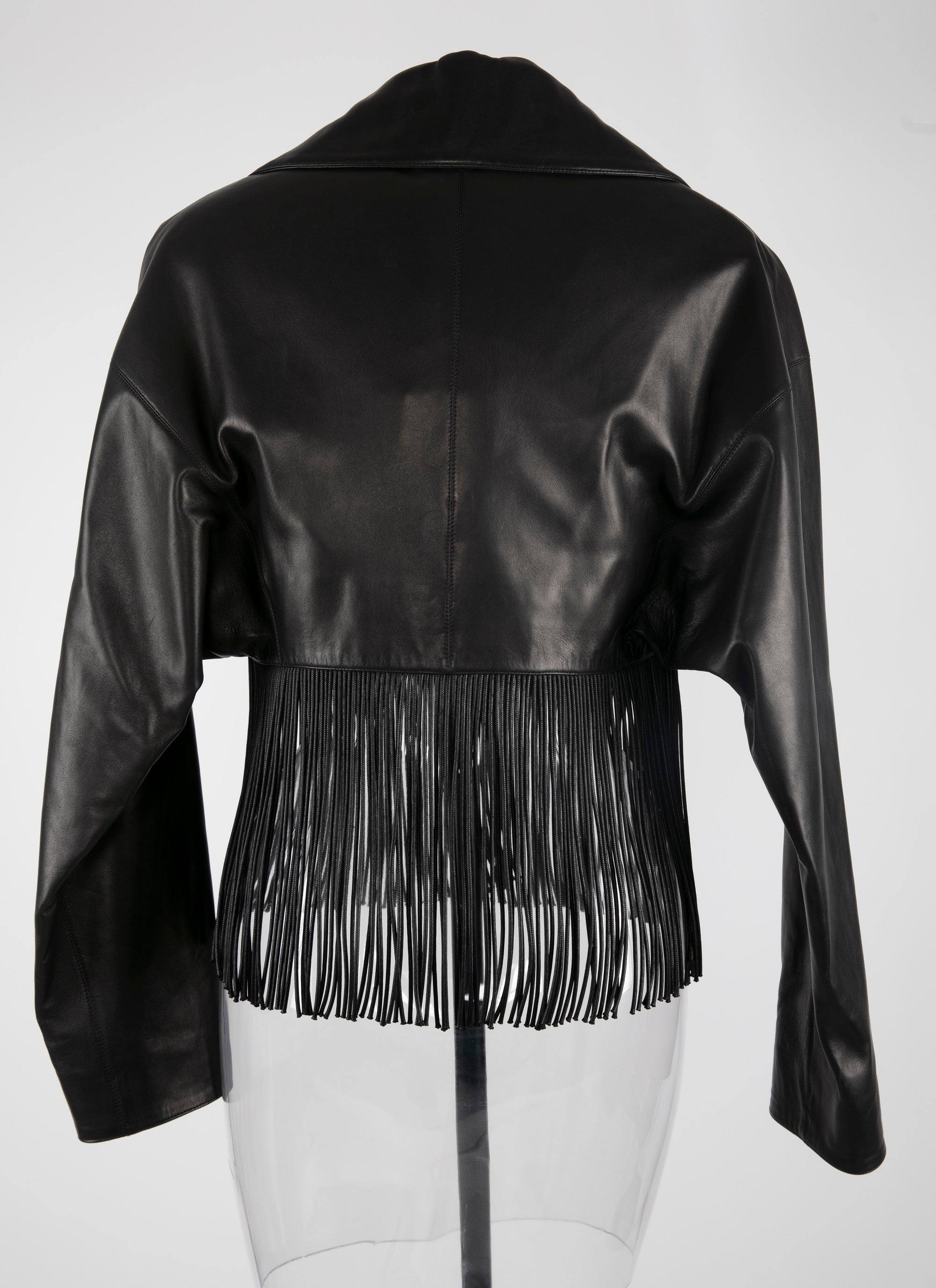 Fringed leather jacket - Black intense