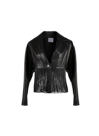 Fringed leather jacket - Black intense