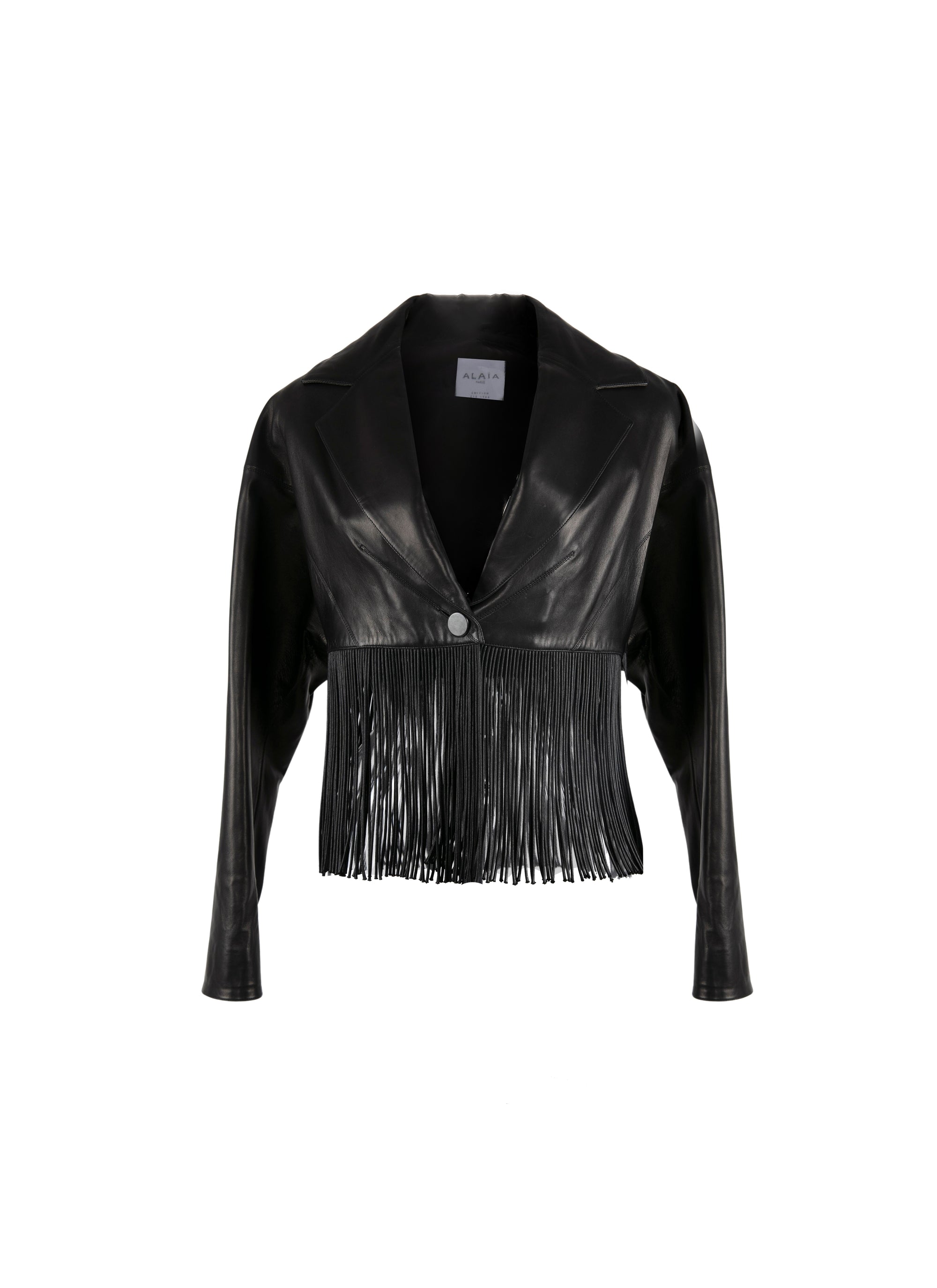 Fringed leather jacket - Black intense