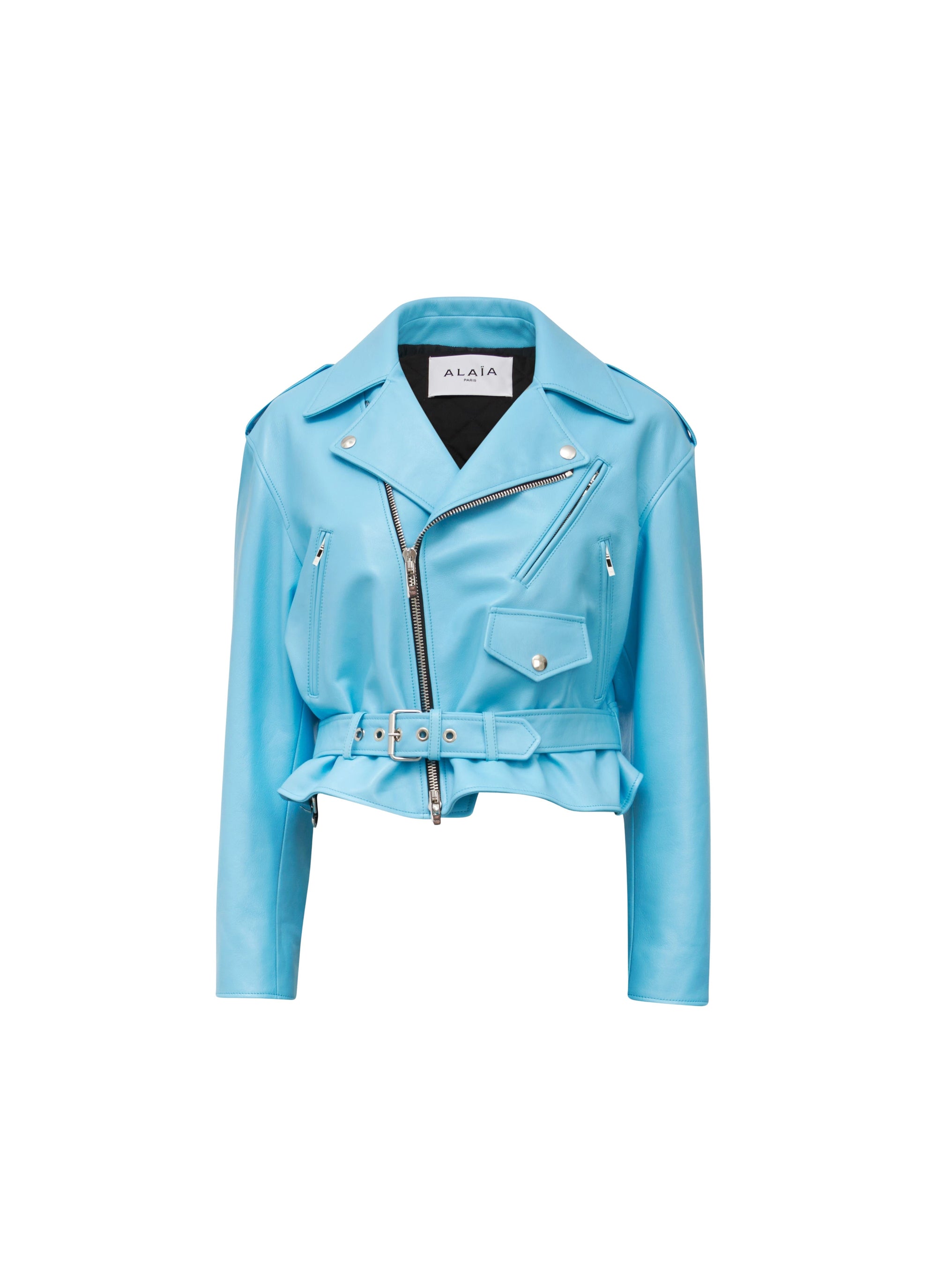 Veste biker en cuir mat - Ciel