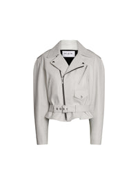 Matte leather biker jacket - White