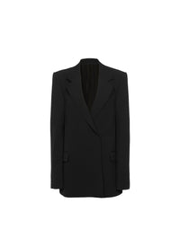 Double-breasted blazer in wool gabardine - Black Alaïa