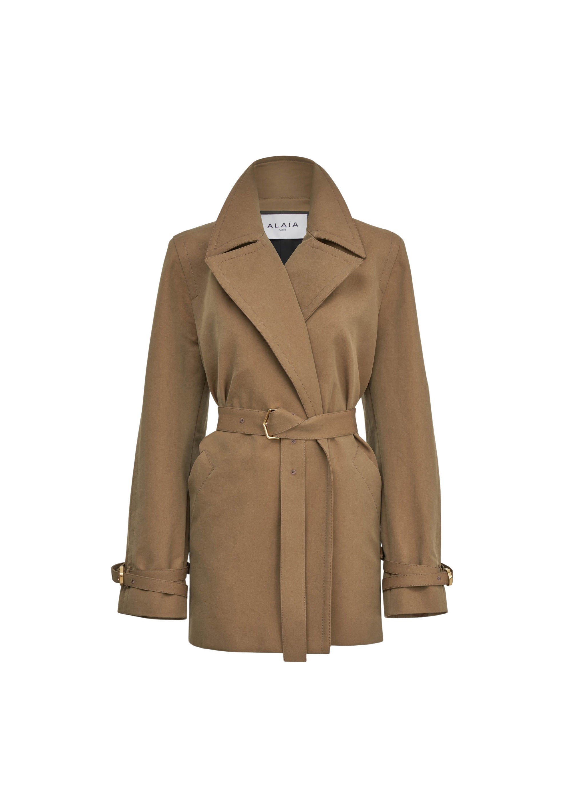 Trench-coat midi en gabardine de coton - Beige