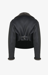 Leather Aviator Jacket - Copper Black