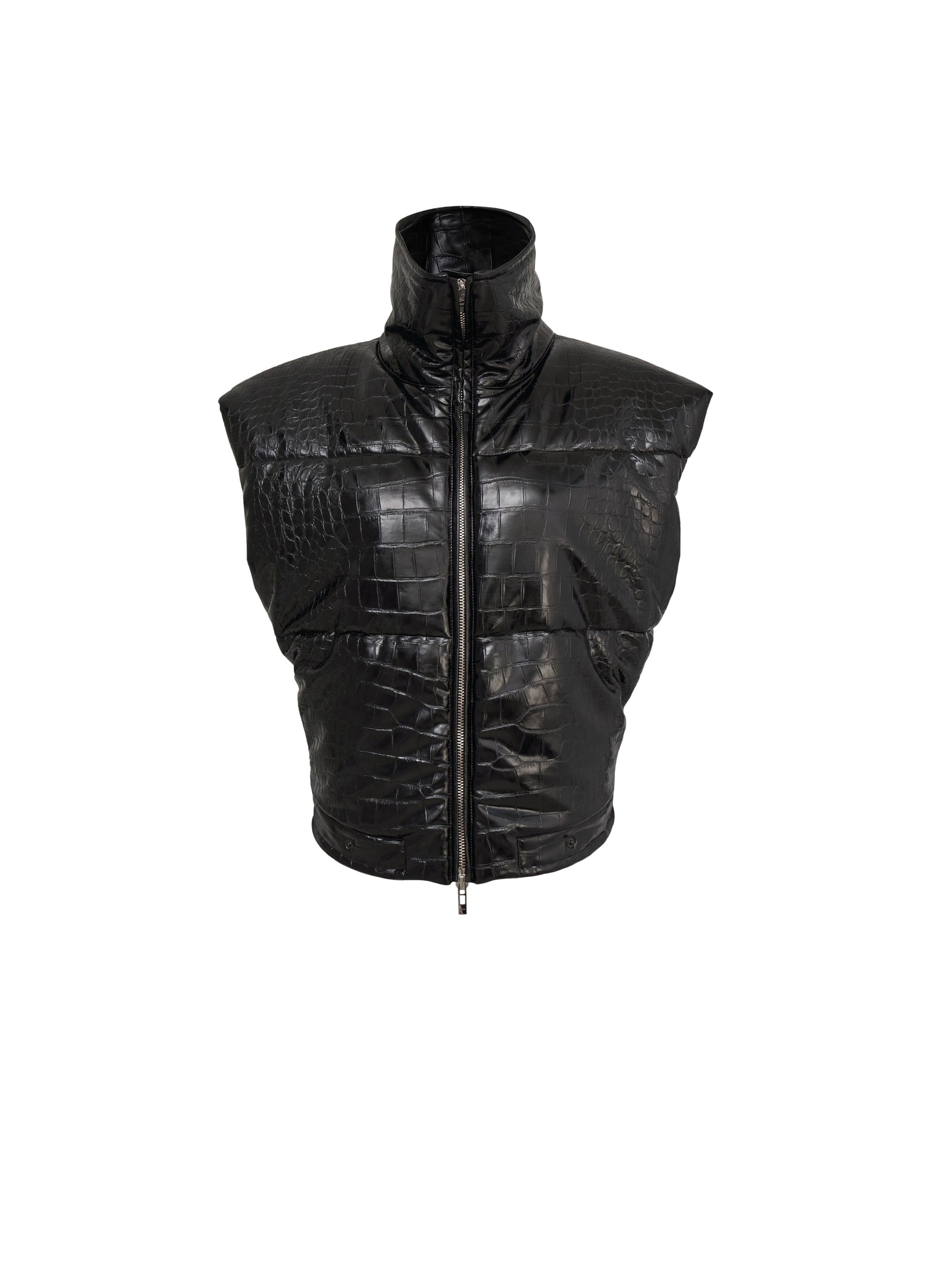 Croco embossed padded jacket - Black Alaïa