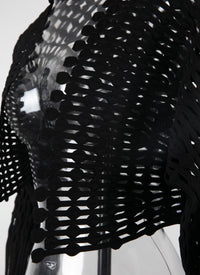 Long-sleeved knitted lace jacket - Black intense