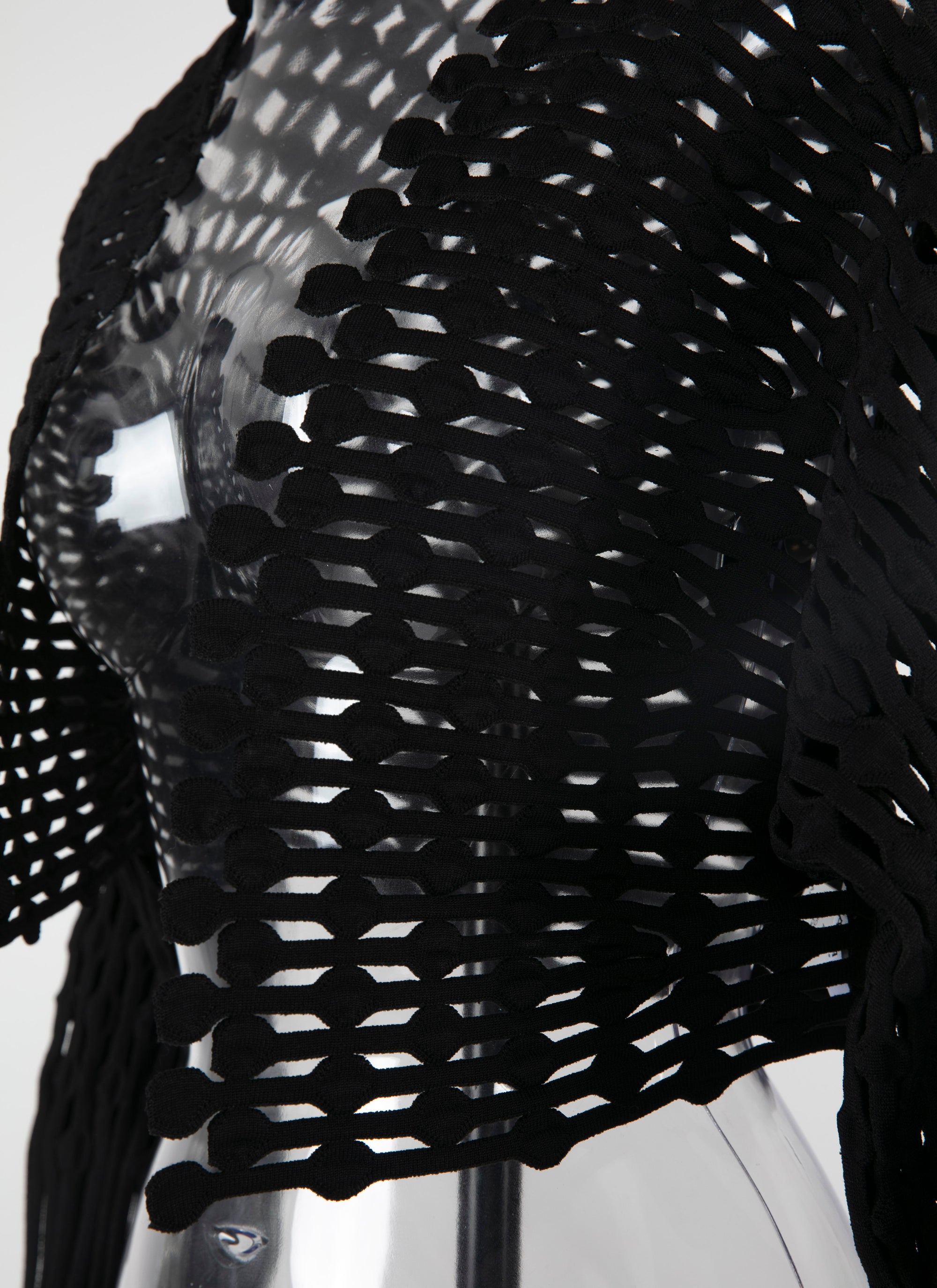 Long-sleeved knitted lace jacket - Black intense