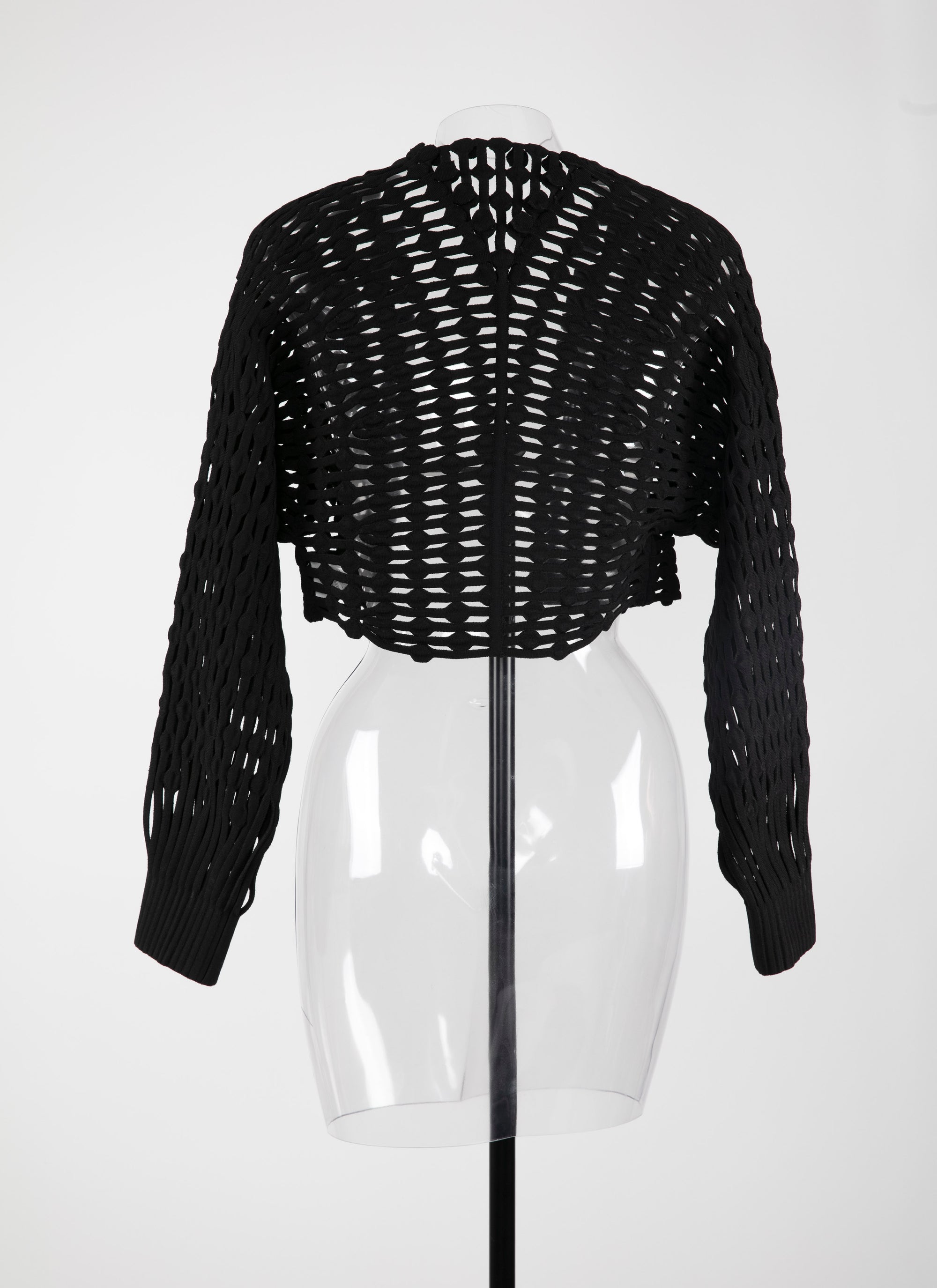 Long-sleeved knitted lace jacket - Black intense