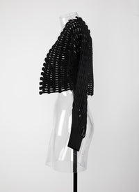 Long-sleeved knitted lace jacket - Black intense
