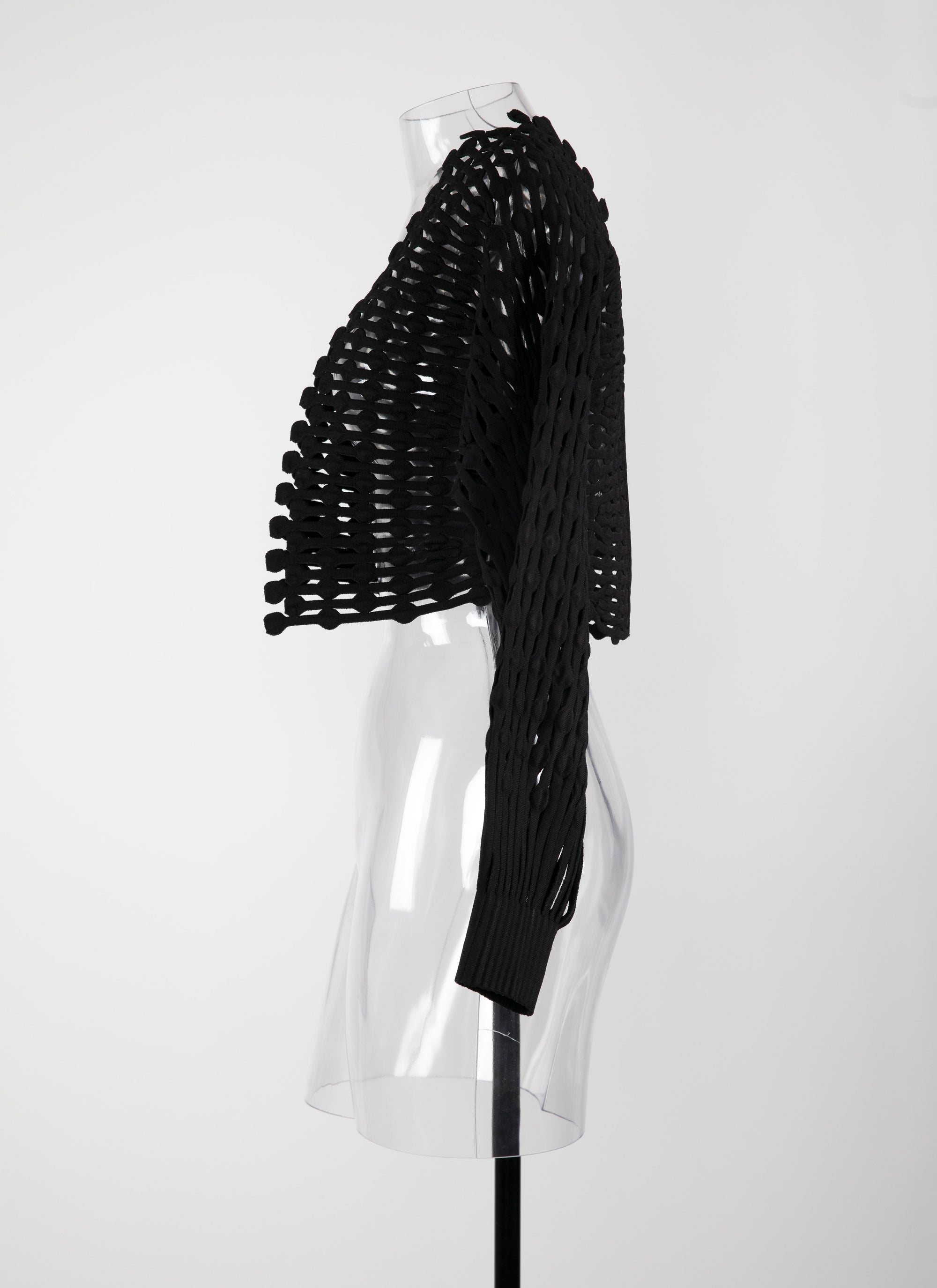 Long-sleeved knitted lace jacket - Black intense