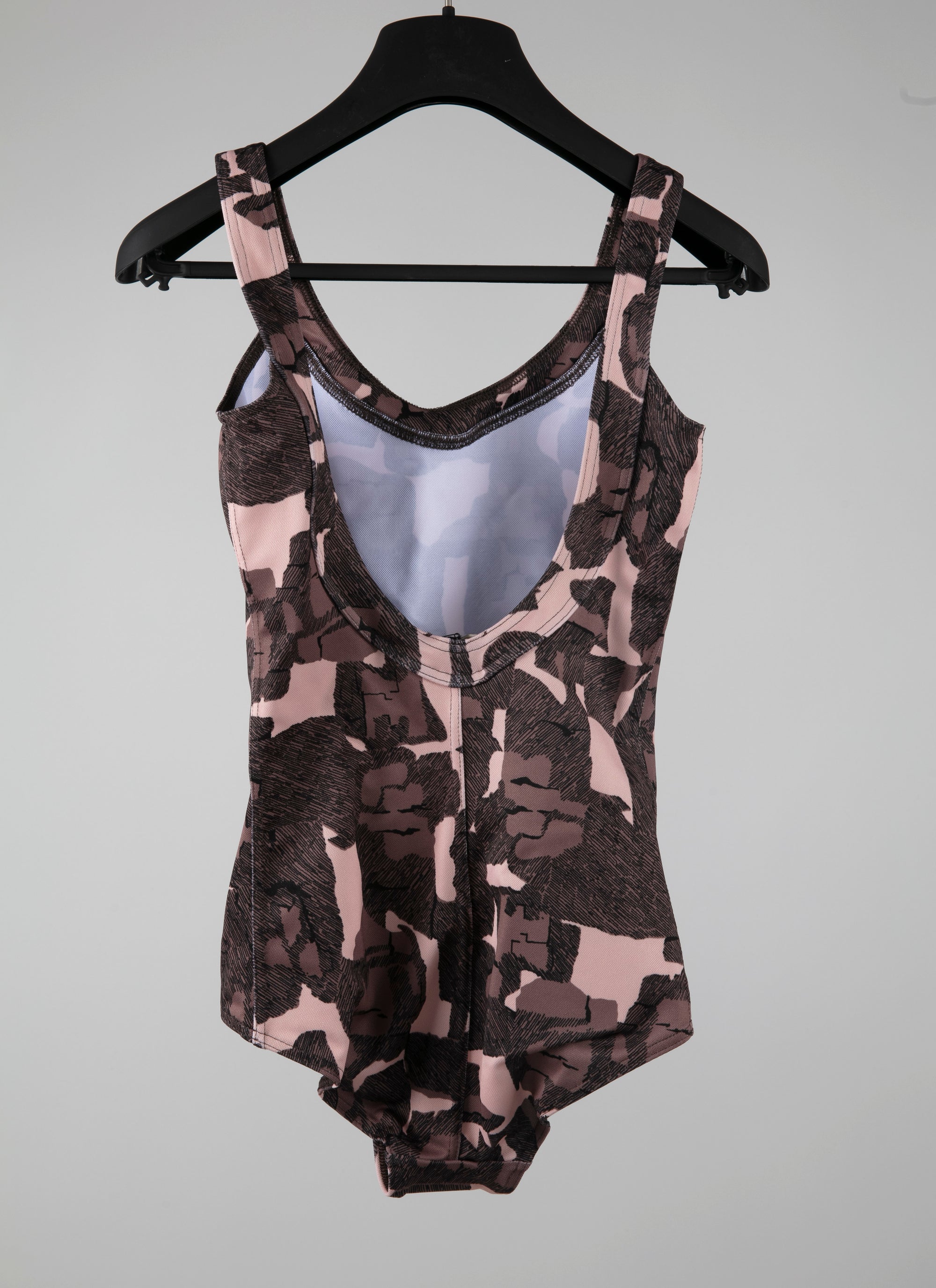 1-piece print swimming costume - Chair & Beige
