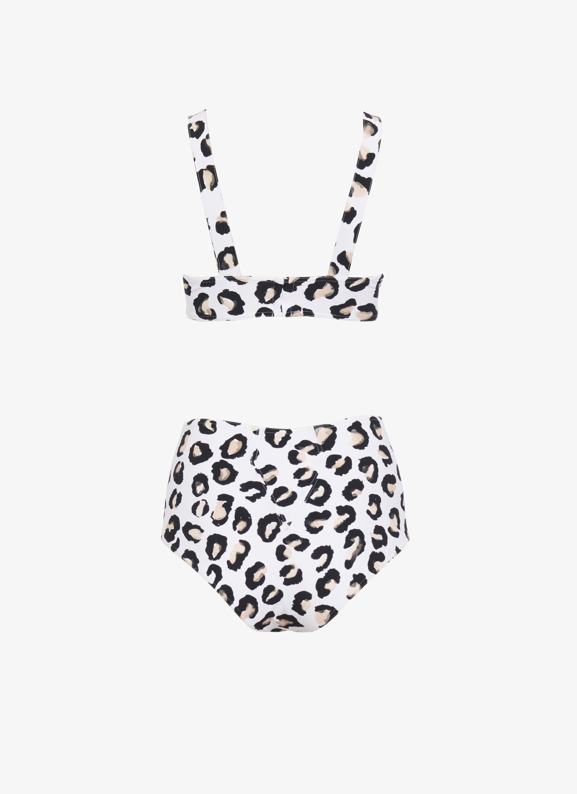Maillot de bain taille haute à imprimé léopard - Blanc & Noir