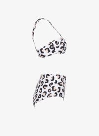 Maillot de bain taille haute à imprimé léopard - Blanc & Noir