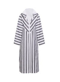 Robe de bain en popeline rayée - Blanc & Noir