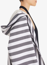 Robe de bain en popeline rayée - Blanc & Noir