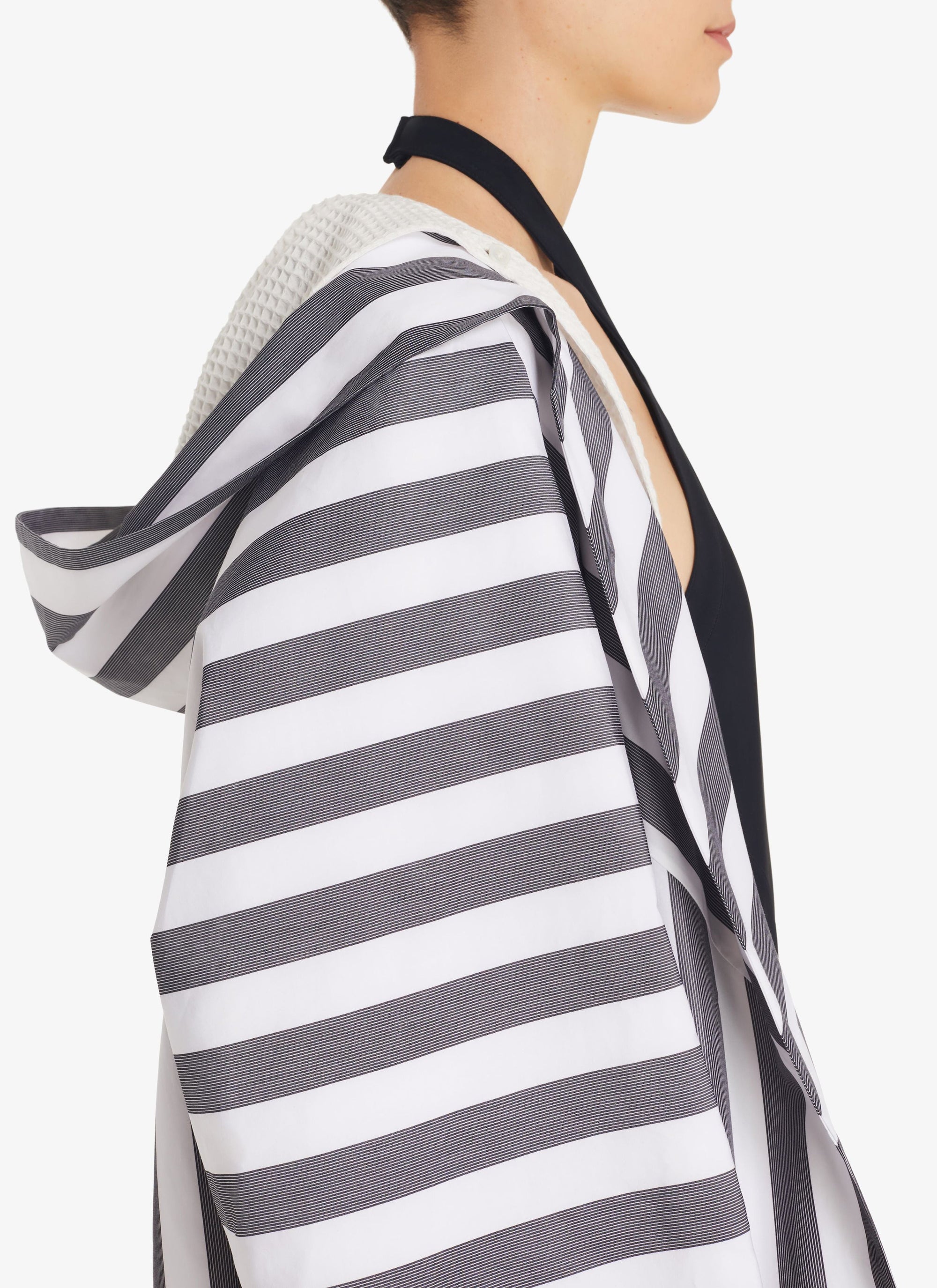 Robe de bain en popeline rayée - Blanc & Noir