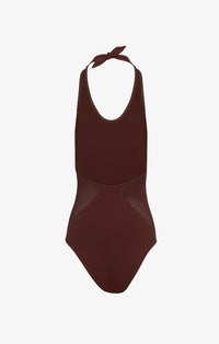 Seamless Halter Swimsuit - Dark brown