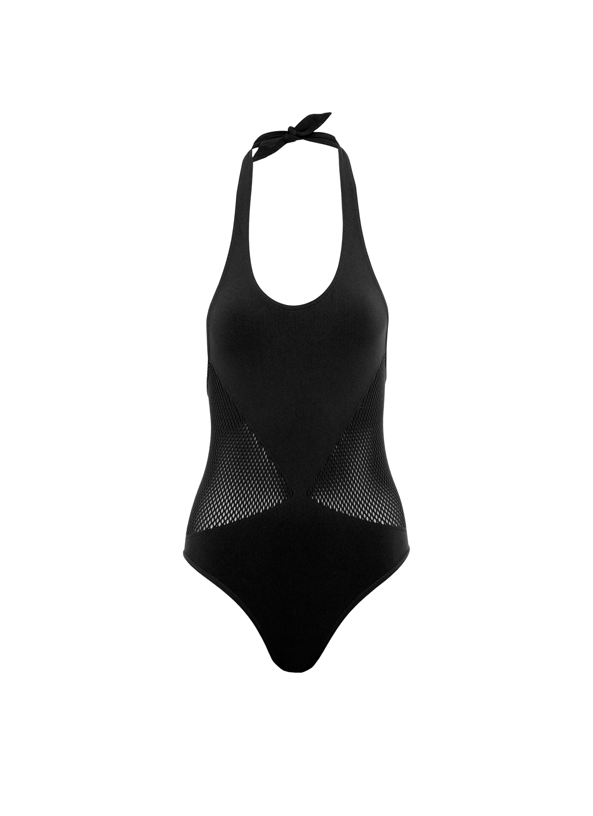 Maillot de bain une pièce dos nu sans coutures - Noir Alaïa