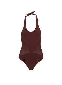 Seamless Halter Swimsuit - Dark brown