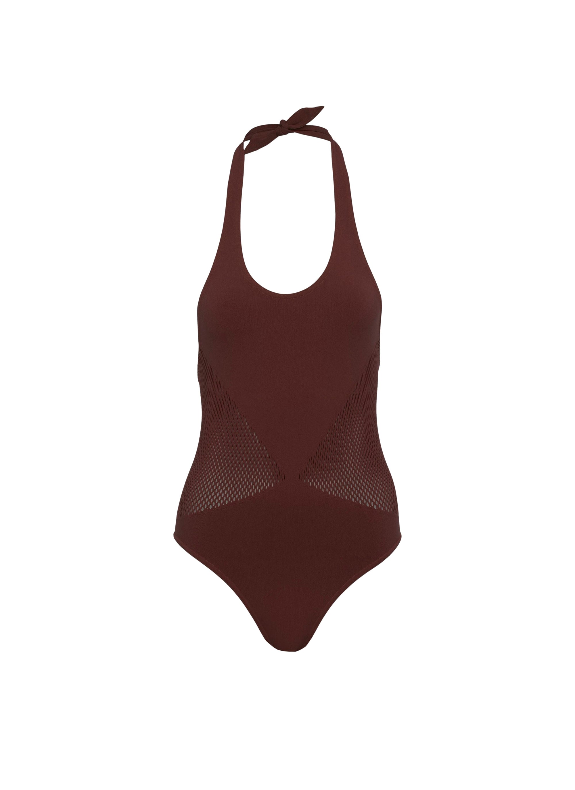 Seamless Halter Swimsuit - Dark brown