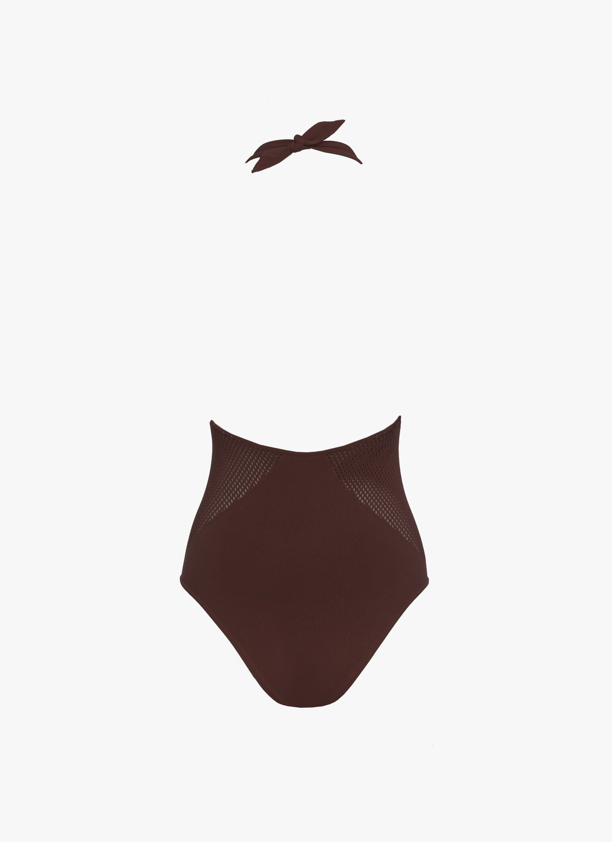 Seamless Halter Swimsuit - Dark brown