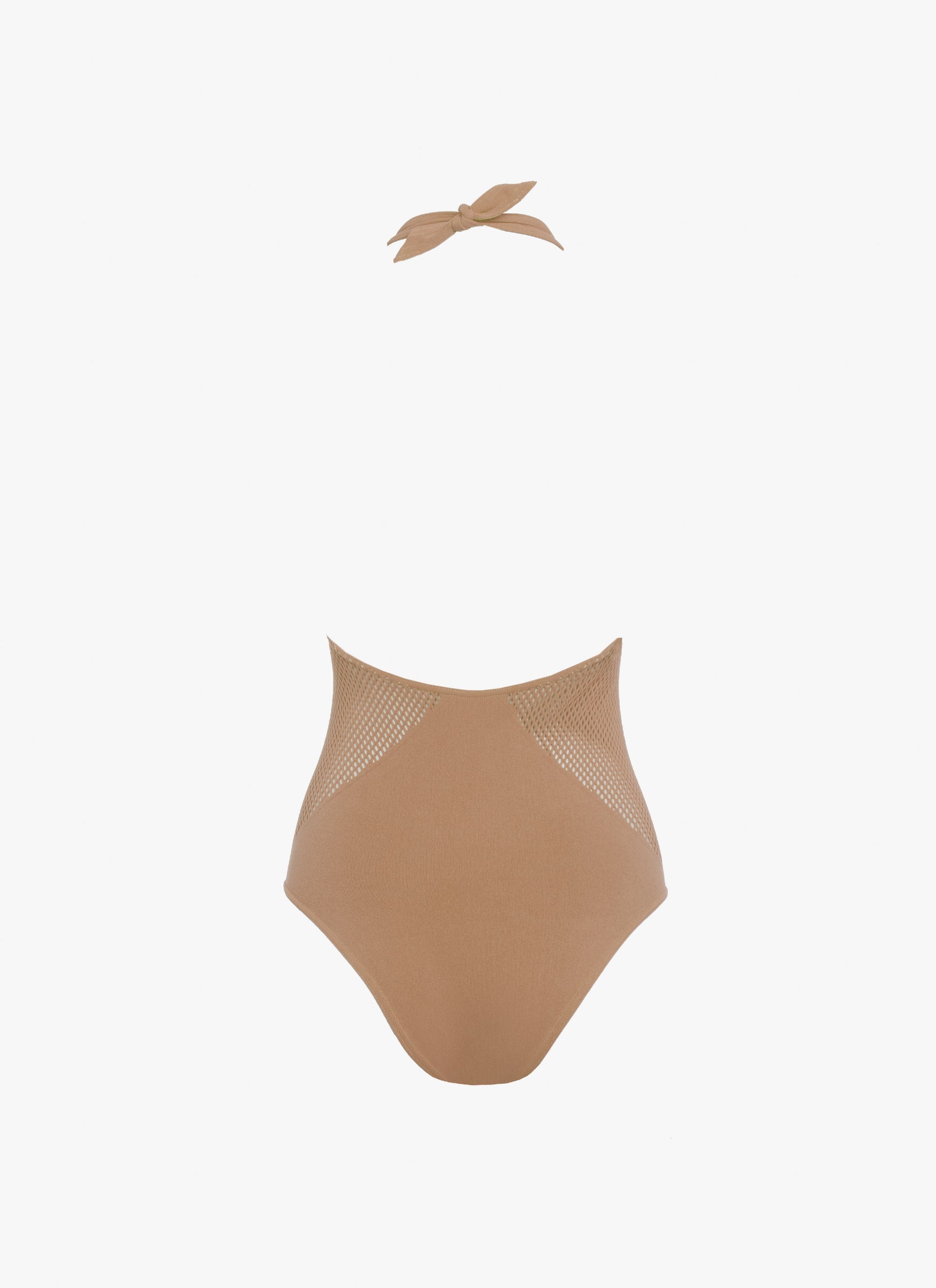 Maillot de bain une pièce dos nu sans coutures - Camel foncé