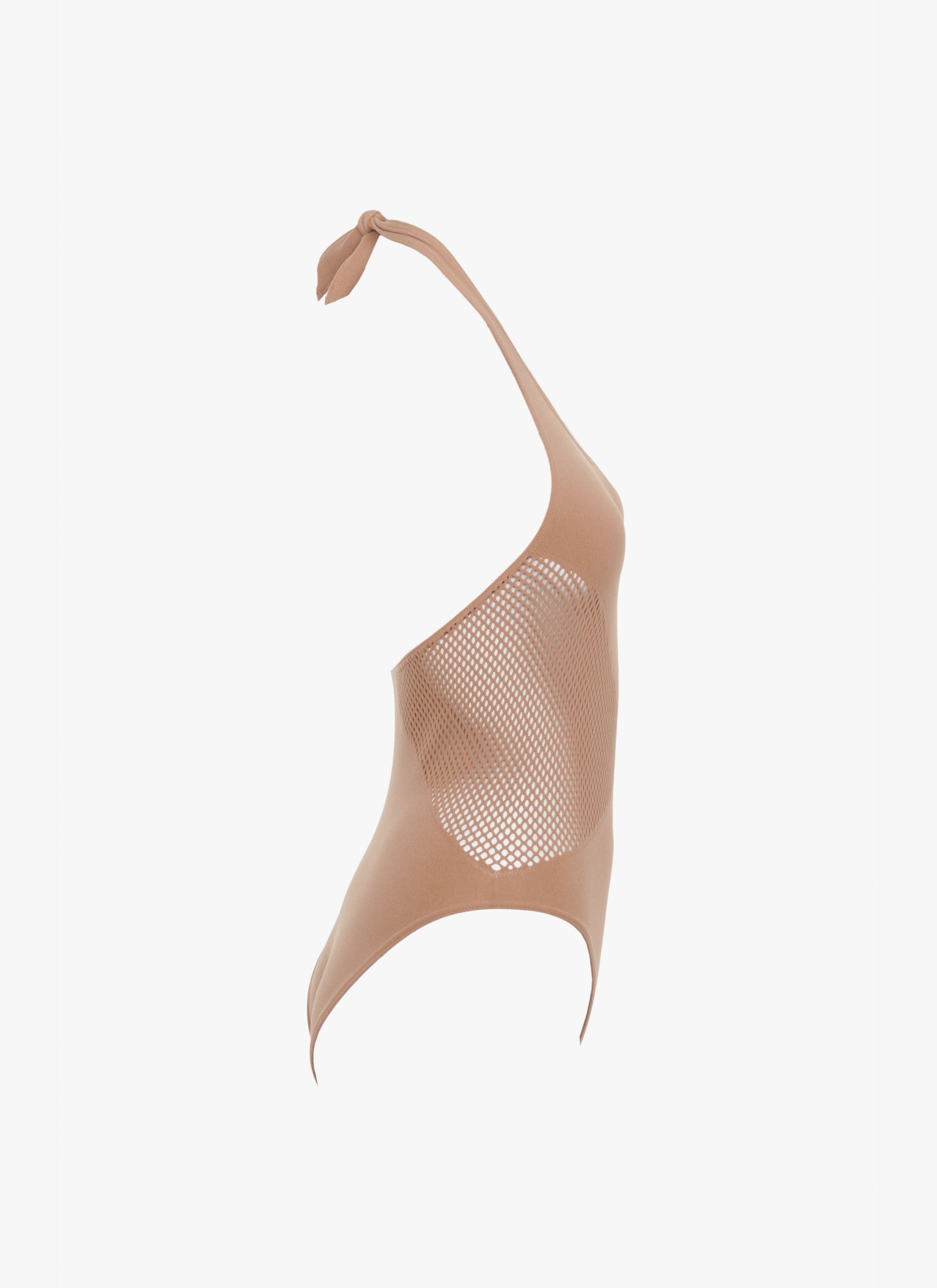 Maillot de bain une pièce dos nu sans coutures - Camel foncé