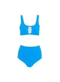 Maillot de bain corset à taille haute - Azur