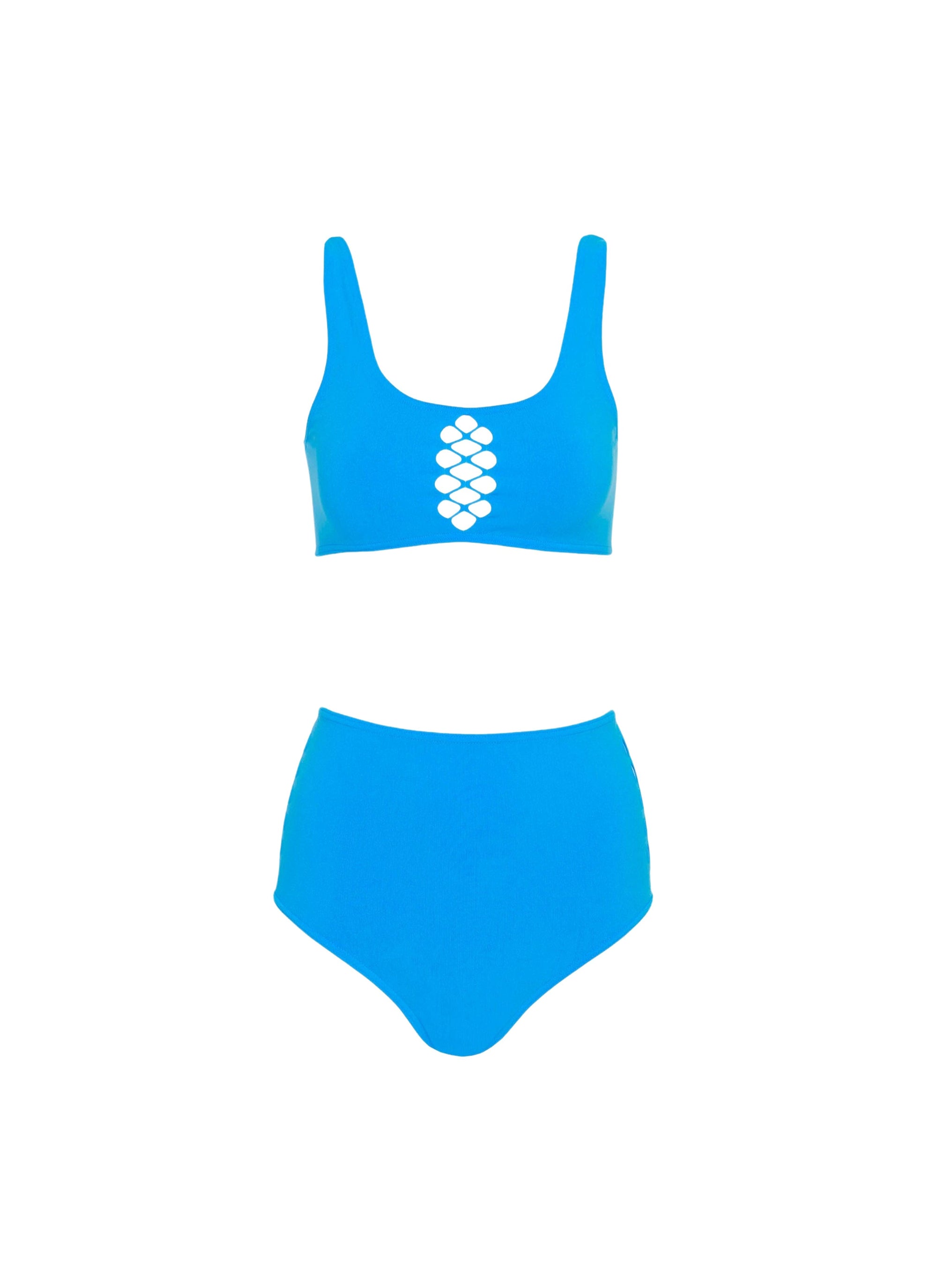 Maillot de bain corset à taille haute - Azur
