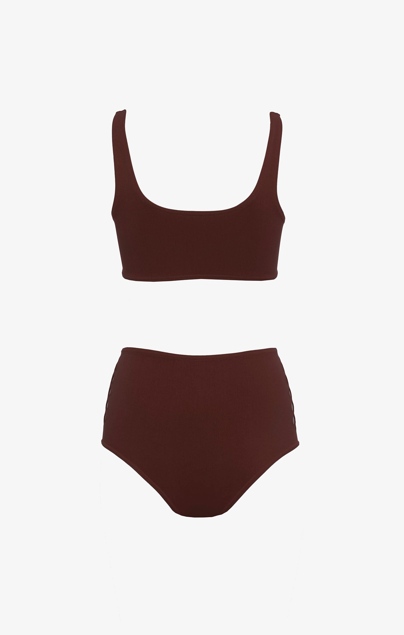 High waisted corset swimming costume - Dark brown
