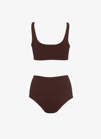 High waisted corset swimming costume - Dark brown