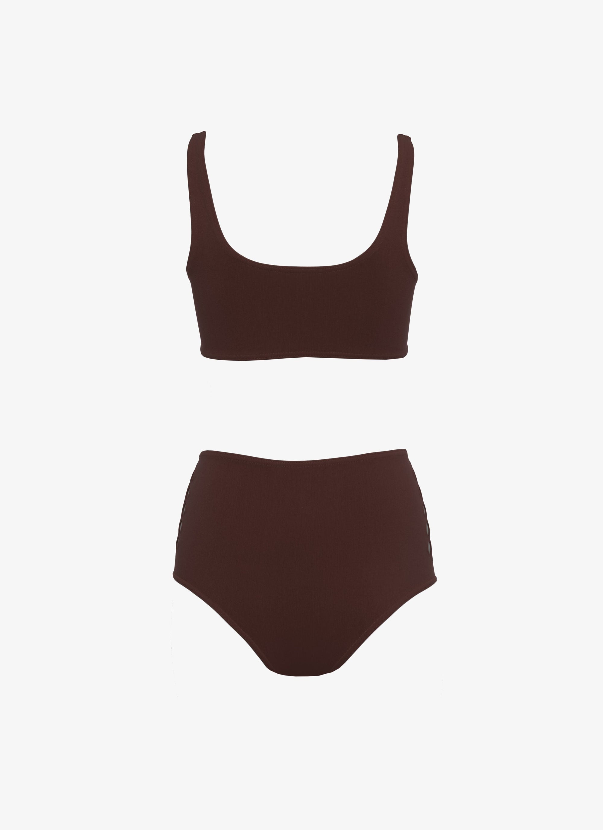 High waisted corset swimming costume - Dark brown