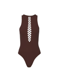 Maillot de bain corset une pièce - Brun foncé
