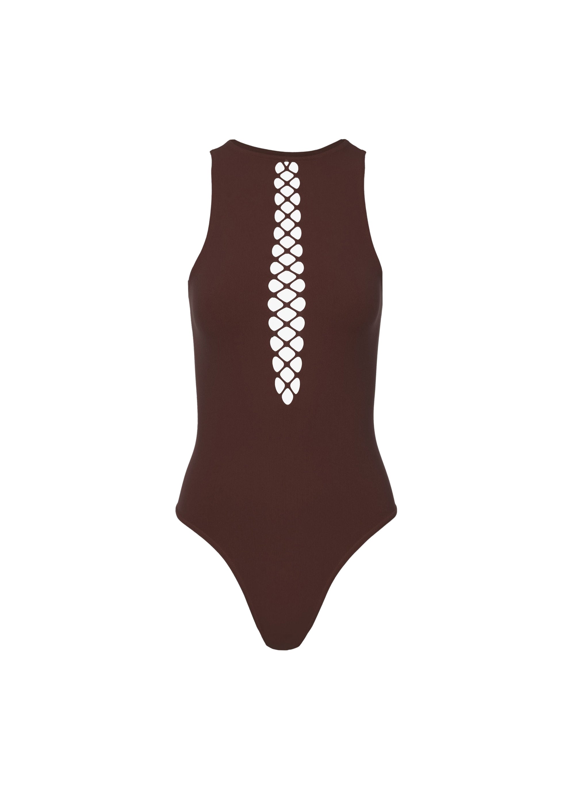 Maillot de bain corset une pièce - Brun foncé