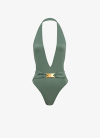 Maillot de bain dos nu sculptant - Sauge