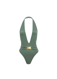 Maillot de bain dos nu sculptant - Sauge