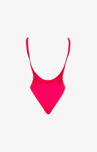 Sculpting lace-up swimming costume - Fuchsia