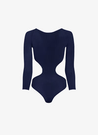Polka dot and cut-out swimming costume - Navy