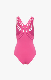 Maillot de bain une pièce laser - Rose Fluo