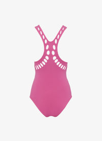 Maillot de bain une pièce laser - Rose Fluo